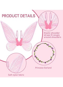 Organizer Cosplay Butterfly Wings for Girls, Fairy Wings Costume Set, Fairy Costume Set with Sparkling Sheer Butterfly Wings Cosplay  - Image 3