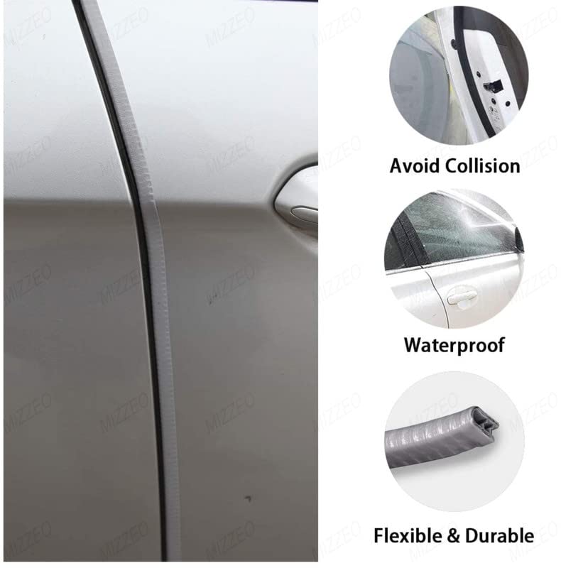 MIZZEO 16Ft Car Door Edge Guards Universal Rubber Car Door Edge Protector U Shape (Grey) Seal Strip Compatible with Toyota Etios - Image 3