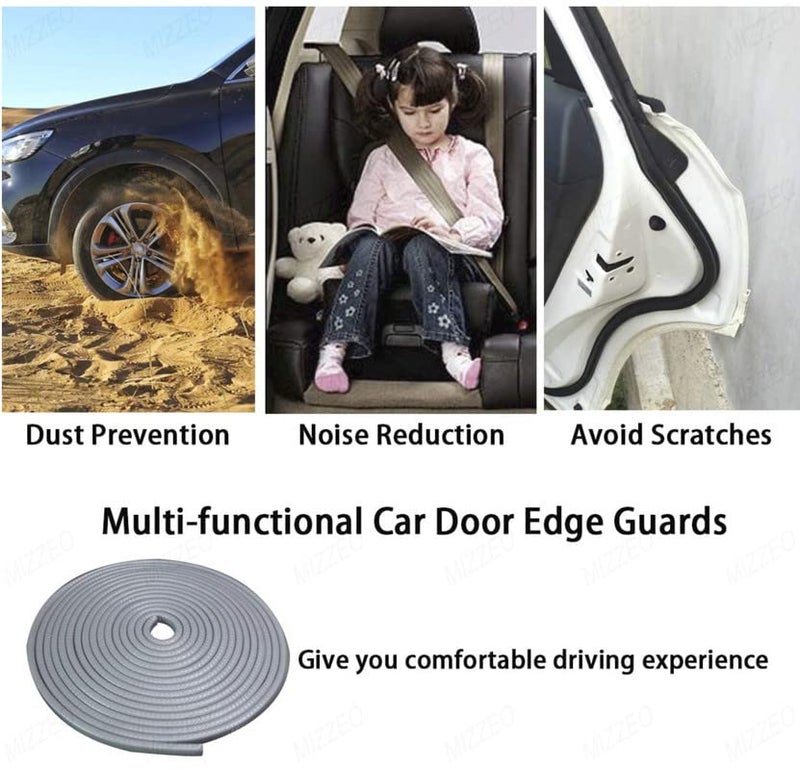 MIZZEO 16Ft Car Door Edge Guards Universal Rubber Car Door Edge Protector U Shape (Grey) Seal Strip Compatible with Toyota Etios - Image 2