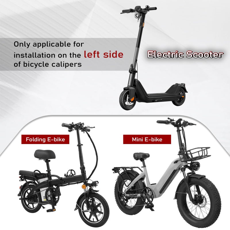 BUCKLOS EBike 2-PIN 4 Pistons Electric Power Off MTB Hydraulic Disc Brake Set,E-Bike Left Front 1150mm Right Rear 1950mm Aluminum Alloy Caliper Lever for ebike/Scooter/Mountain Bike HD-E735(Pre-Bled) - Image 5