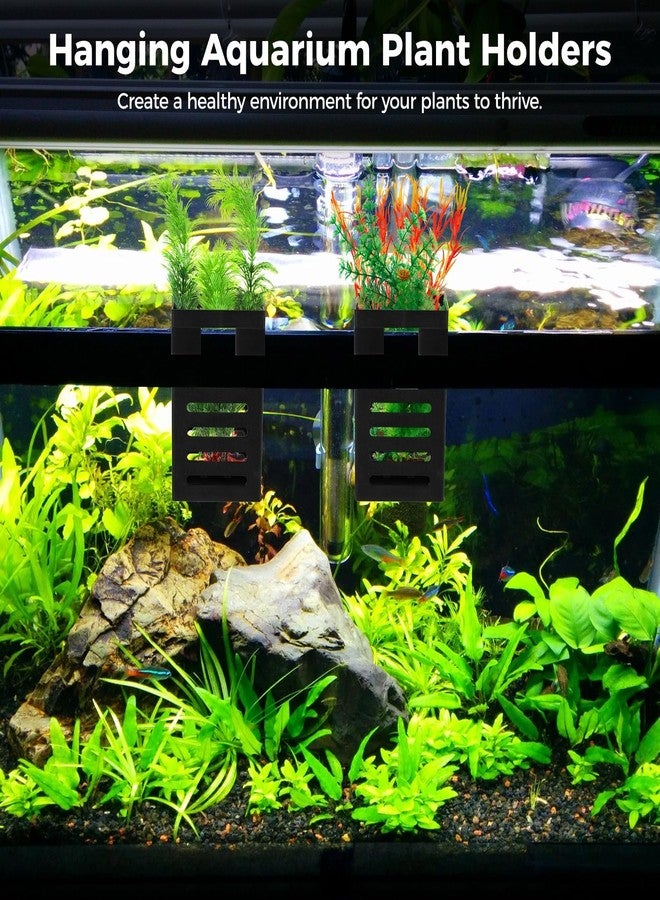 Lnrueg 8 Pack Aquarium Plant Holder with Hooks and Suction Cups, Hanging Rimmed Tank Plant Pot Aquarium Planter Cups, Aquatic Planter Cups for Fish Tank Aquaponic Aquascape Decoration - Image 2