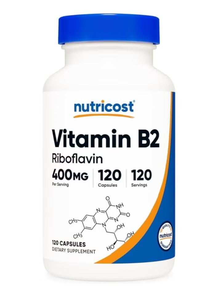 Nutricost, Vitamin B2, 400 mg, 120 Capsules - Image 1