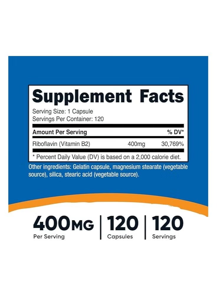 Nutricost, Vitamin B2, 400 mg, 120 Capsules - Image 3