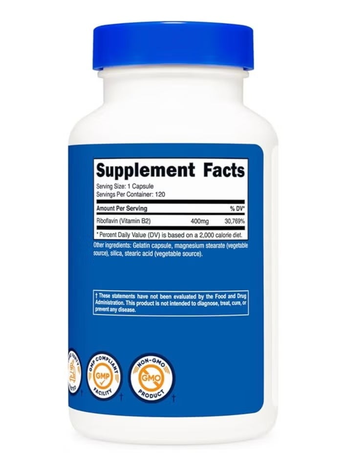 Nutricost, Vitamin B2, 400 mg, 120 Capsules - Image 2