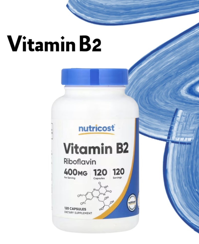 Nutricost, Vitamin B2, 400 mg, 120 Capsules - Image 1