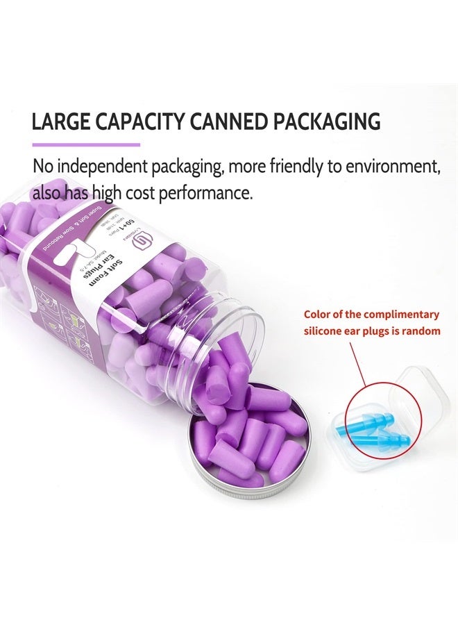 lysian Ultra Soft Foam Earplugs Sleep - 38dB SNR Noise Cancelling Ear Plugs for Sleeping, Shooting, Snoring, Work Loud Sound Reduction- 60 Pairs Valued Pack,Purple  - Image 3