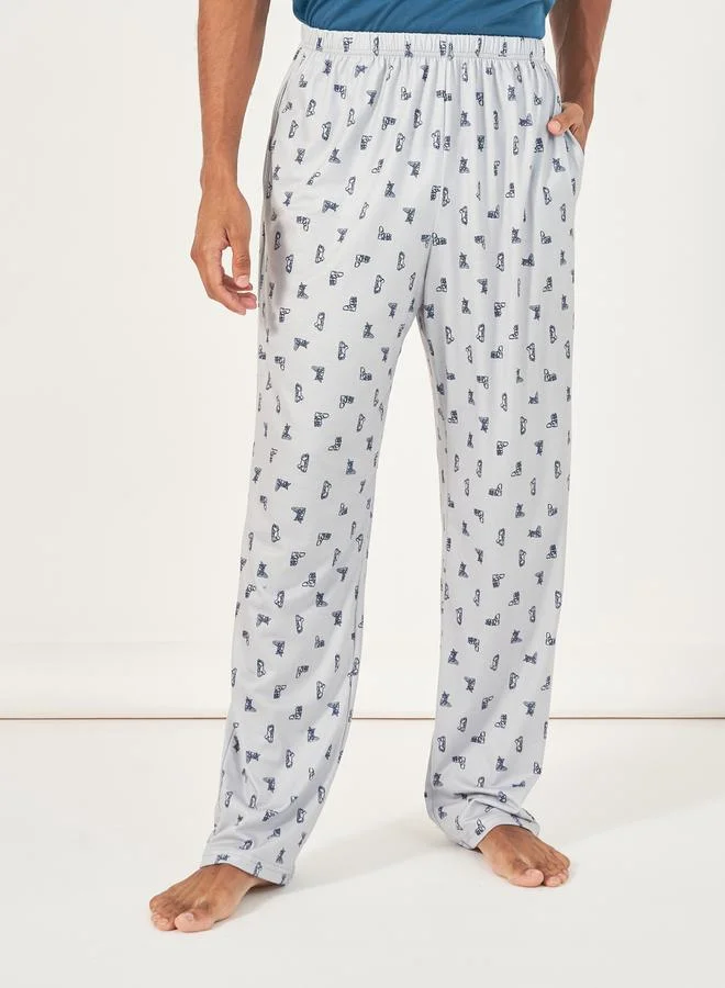 Styli Graphic Print T-Shirt & Printed Pyjama Set