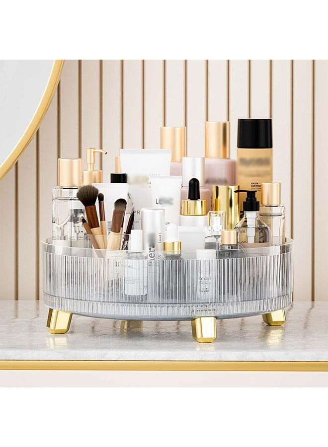 Sharpdo Clear Makeup Skin Care Organizer for Dresser，Perfume Tray，360 Degree Rotating Lazy Susan Cosmetic Storage, Size:11.42x3.54inge, Size:11.42x3.54in - Image 1