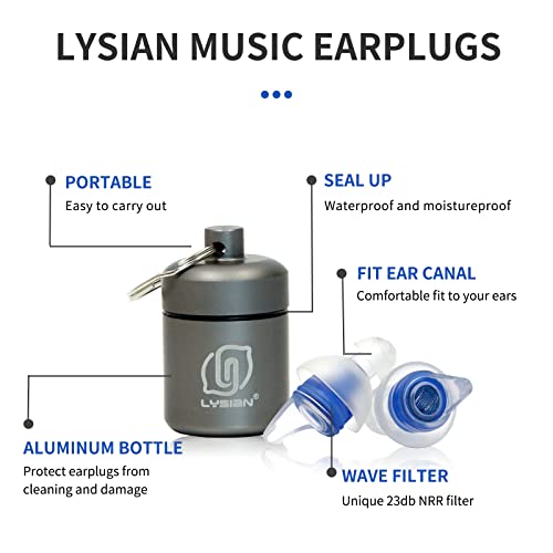 LYSIAN High Fidelity Concert Ear Plugs for Music- 2 Pairs Reusable Musicians Earplugs for Noise Cancelling, Concert Festivals, Drummers, DJS, Raves, Games -23dB - Image 4