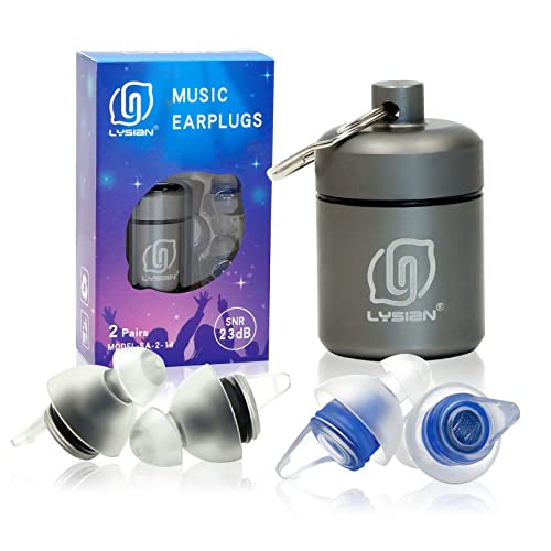 LYSIAN High Fidelity Concert Ear Plugs for Music- 2 Pairs Reusable Musicians Earplugs for Noise Cancelling, Concert Festivals, Drummers, DJS, Raves, Games -23dB - Image 1