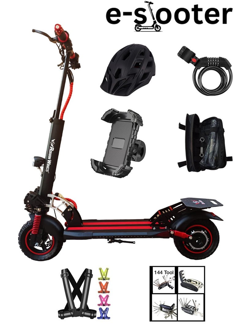 ROHAN WINGS Electric Scooter for Adults Rohan Wings KT4B , Powerful Motor, 40km range with powerful 48V 13AH Battery, Bluetooth Speaker with free accessories Helmet, Safety Belt, Mobile Holder, Pump, Tool Kit and Lock  - Image 1