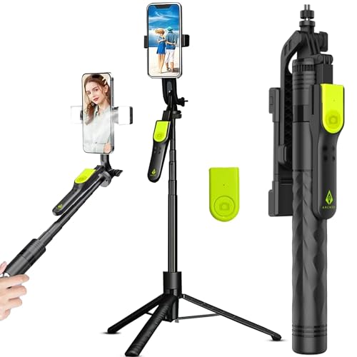 Archer Tech Lab Multifunctional Selfie Stick with Tripod Stand, Detachable Bluetooth Remote, 6-Mode Fill Light, 360° Rotation, Aluminum Alloy Pole, Stable Anti-Slip Base for iPhone & Android Vlogging - Image 1