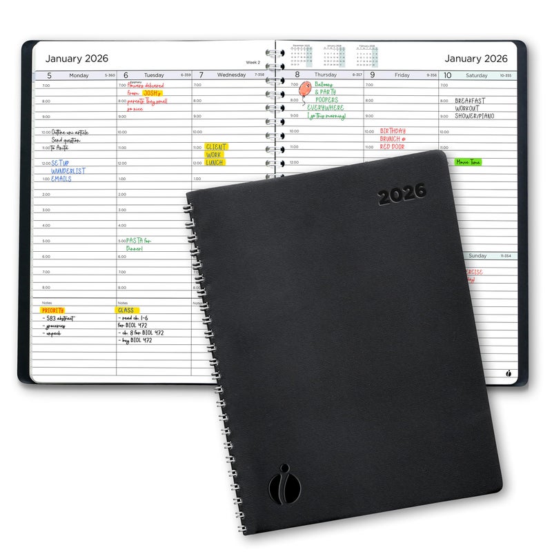 Inamio 2026 Planner Weekly and Monthly â€“ Hourly Appointment Book 2026 â€“ Softcover, Twin-Wire Binding â€“ Teacher Planner, Simple Design for Productivity - January 2026 to December 2026, 6.5 x 8.5 - Image 1