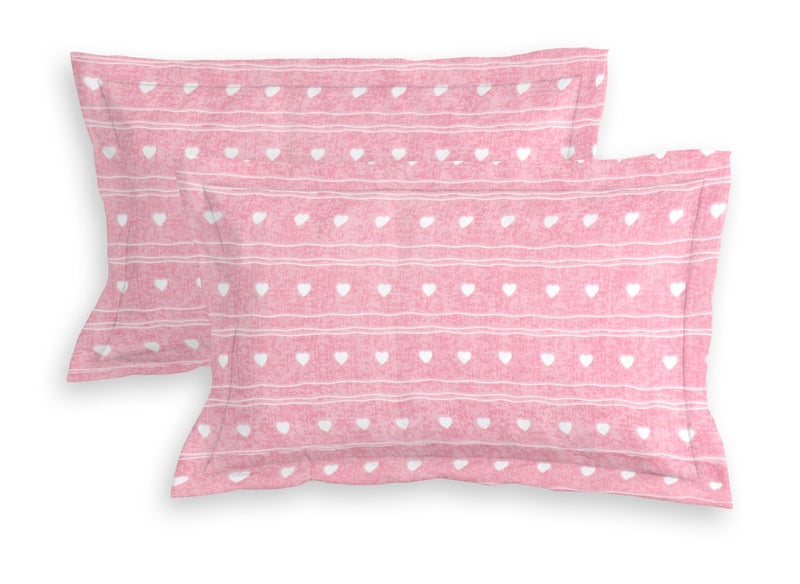 RD TREND 210 Tc Bedsheet for Double Bed King Size 100 x 108 Inches, Glace Cotton Bedsheet for King Size with 2 Pillow Covers 18 x 28 Inches, Pink Heart - Image 3