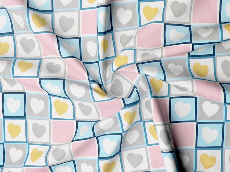 RD TREND 210 Tc Bedsheet for Double Bed King Size 100 x 108 Inches, Glace Cotton Bedsheet for King Size with 2 Pillow Covers 18 x 28 Inches, Pink Heart - Image 2