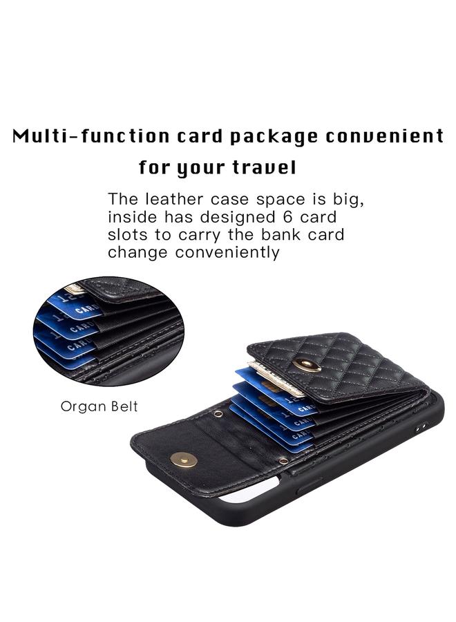 Zaboon Case For iPhone 13 Pro Max Vertical Wallet Rhombic Leather Phone Case - Image 4