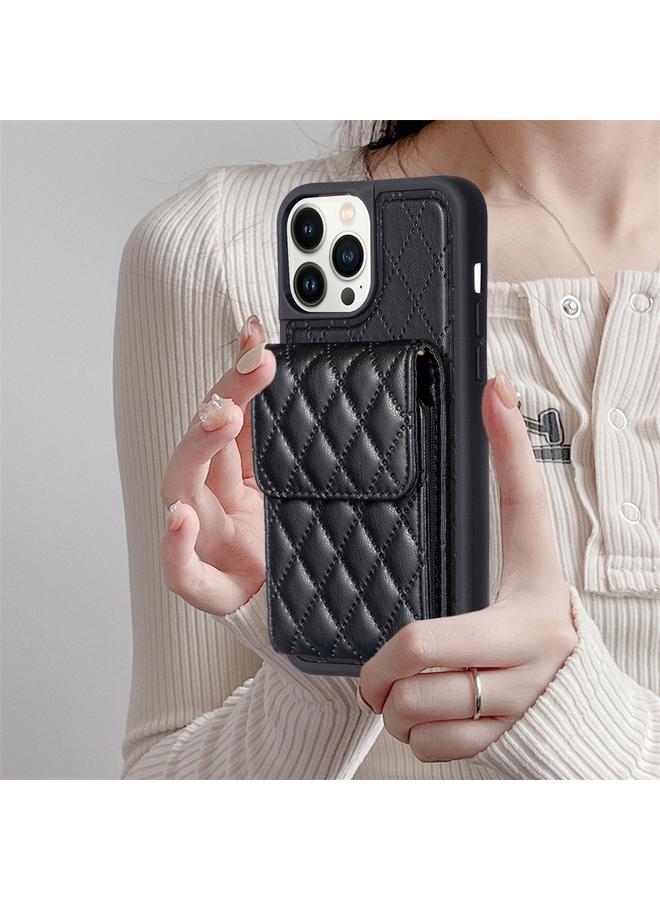 Zaboon Case For iPhone 13 Pro Max Vertical Wallet Rhombic Leather Phone Case - Image 2