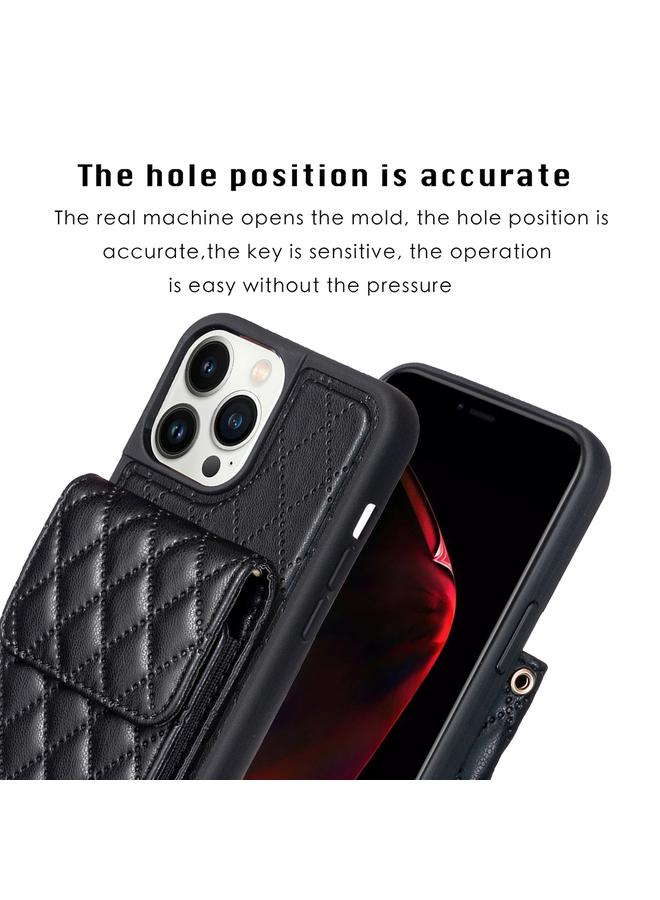 Zaboon Case For iPhone 13 Pro Max Vertical Wallet Rhombic Leather Phone Case - Image 3