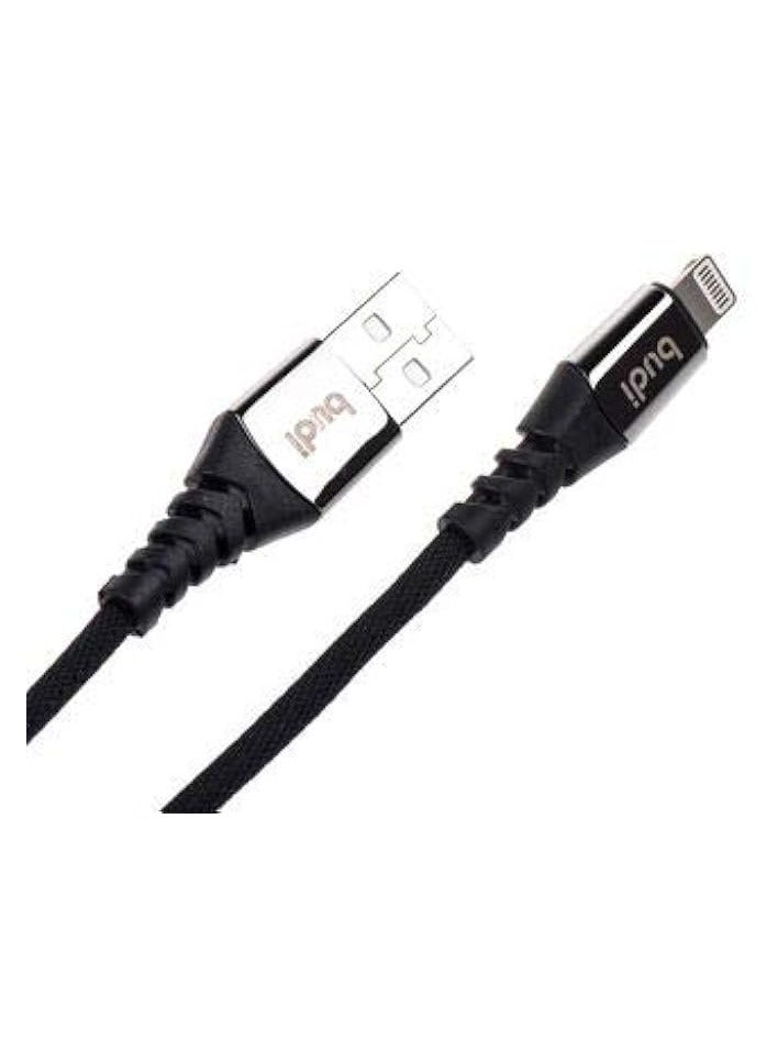 بودي كابل شحن لايتنينج (5 فولت/2.4 أمبير)، مجدول من النايلون، 1 متر/3 قدم، شحن أسرع (الشحن والمزامنة)، متوافق مع آيفون، آيباد - أسود، USB - Image 2