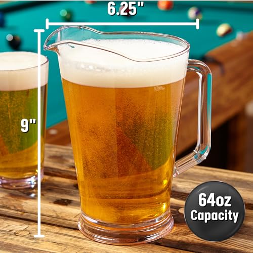 US Acrylic 64oz Bistro Clear Pitcher | Set of 2 Beer Pitchers | Reusable, BPA-free, Made in the USA, Indoor and Outdoor Pitcher Set for Water, Lemonade, Juice, Soda Pop, and Beer - Image 5