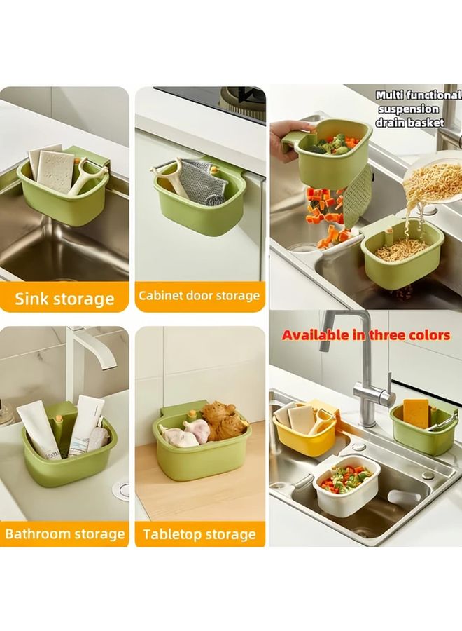 Green Self Cleaning Kitchen Sink Drain Basket With Removable Bottom 2pcs - Image 2