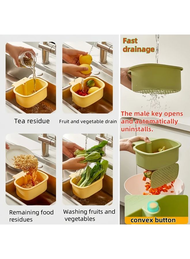 Green Self Cleaning Kitchen Sink Drain Basket With Removable Bottom 2pcs - Image 3