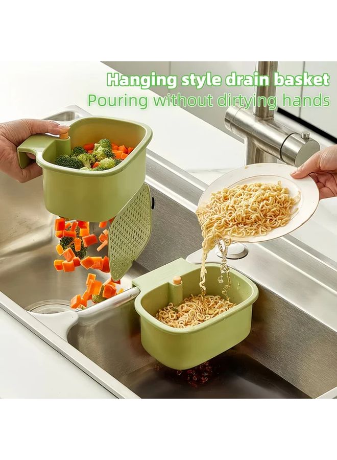 Green Self Cleaning Kitchen Sink Drain Basket With Removable Bottom 2pcs - Image 1