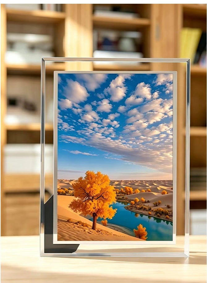 Hoasis 1 Piece Glass Picture Frame Desert Landscape Decorative Tabletop Frame for Home Office Desk Display, Photo Frame Gift for Friends Family 13x16.7 cm - Image 5