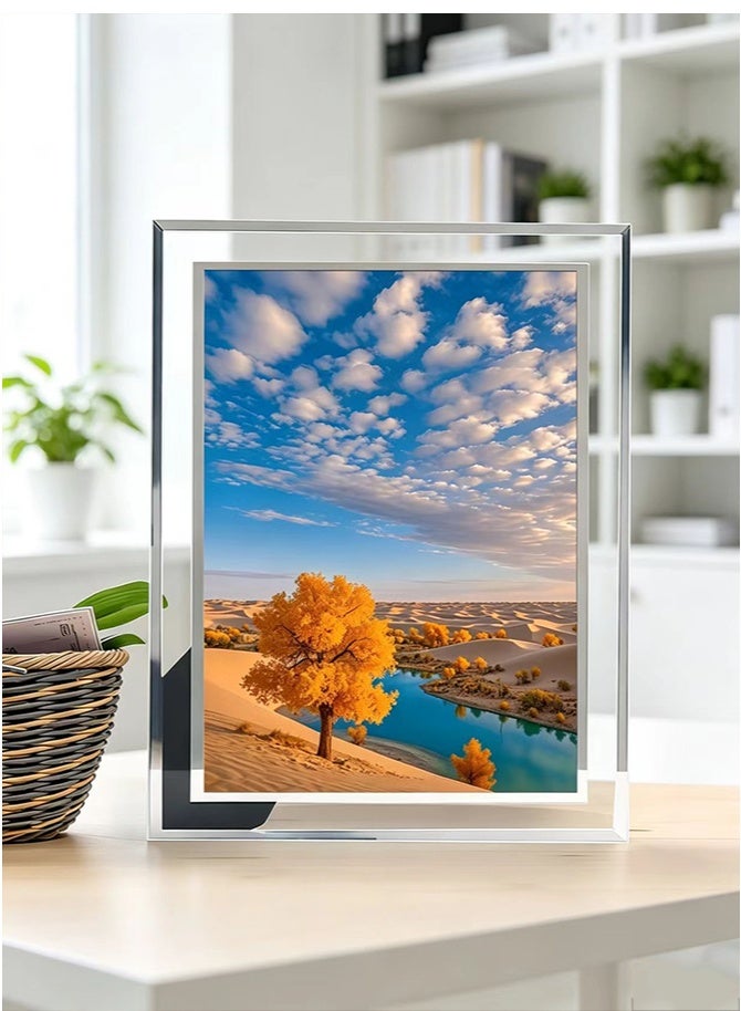 Hoasis 1 Piece Glass Picture Frame Desert Landscape Decorative Tabletop Frame for Home Office Desk Display, Photo Frame Gift for Friends Family 13x16.7 cm - Image 4