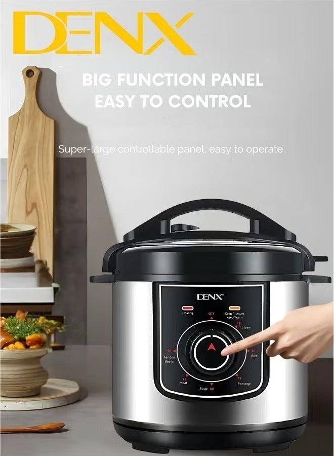 Denx Digital Electric Pressure Cooker Stainless Steel Body Touch Programmable 6L Capacity 1000 Watts - Image 3