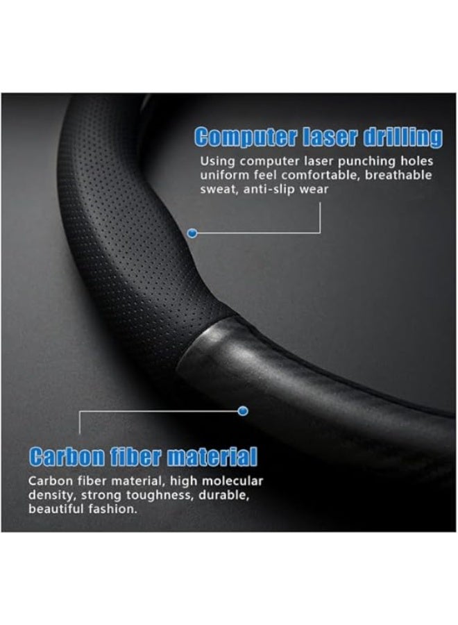 Car Steering Wheel Cover, Breathable Car Steering Wheel Cover, Wear-Resistant Steering Wheel Cover, Non-Slip Carbon Fiber Steering Wheel Protector - Image 4
