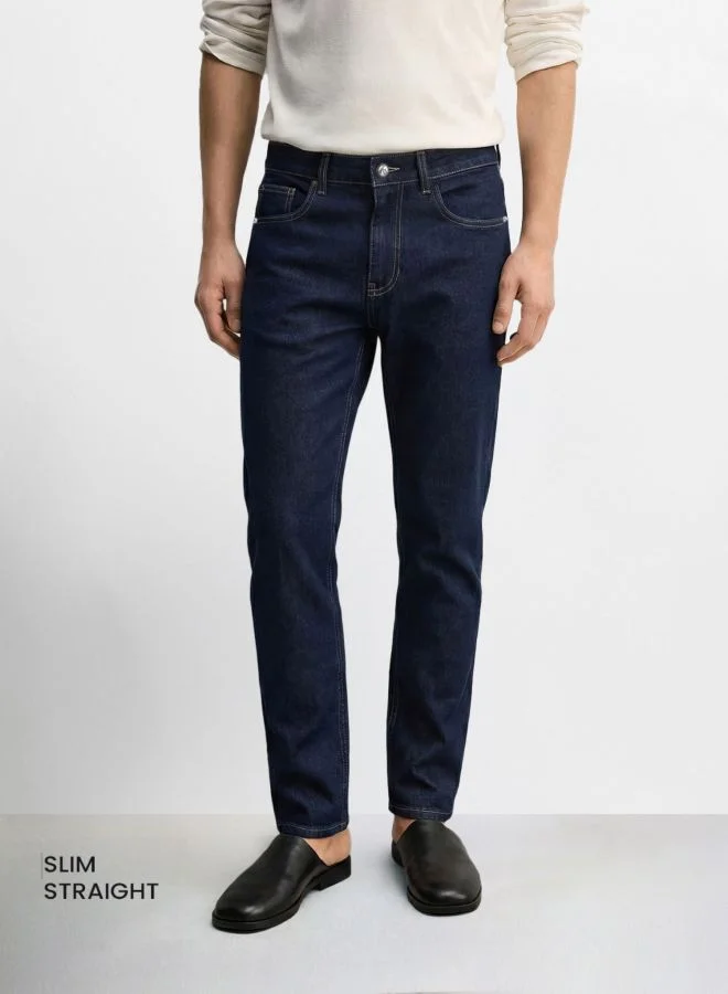 The Indian Garage Co Men Slim Fit Solid Scoop Pocket Mid-Rise Jeans