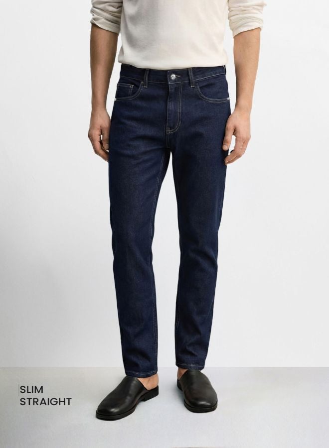 The Indian Garage Co Men Slim Fit Solid Scoop Pocket Mid-Rise Jeans - Image 1