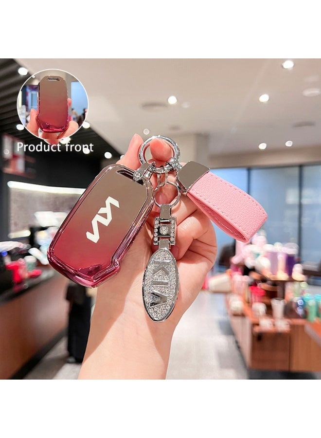 KIA Premium Car Key Fob Protective Cover for Kia K3 K4 K5 KX3 KX5 K2 2021 - Blue D Style with Keychain Strap - Image 1