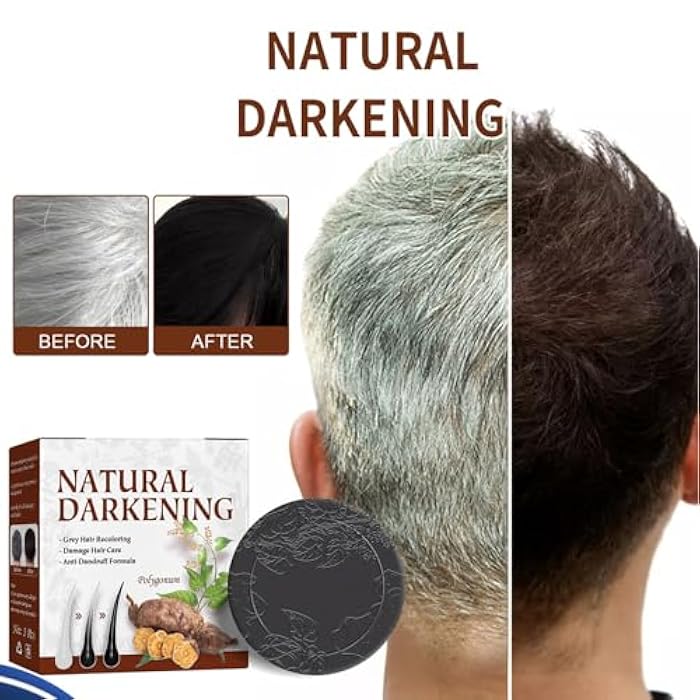 Hotiary Hair Darkening Shampoo Bar, Organic Polygonum Multiflorum Darkening Shampoo Bar for Gray Hair, Shouwu Blackening Hair Growth Treatment, 0 Silicone Oil (3 Ounce) (1) - Image 2
