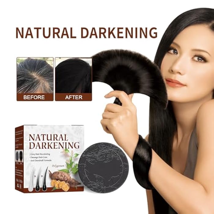 Hotiary Hair Darkening Shampoo Bar, Organic Polygonum Multiflorum Darkening Shampoo Bar for Gray Hair, Shouwu Blackening Hair Growth Treatment, 0 Silicone Oil (3 Ounce) (1) - Image 3