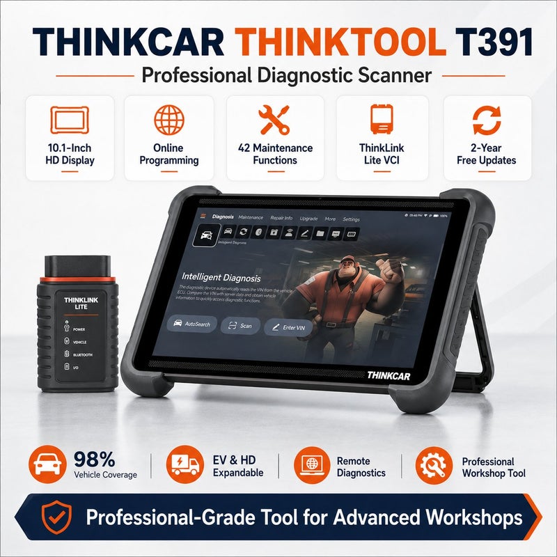 THINKCAR T391 10.1-Inch OE-Level Full Function Diagnostic Tool With Online Programming, TCOS, 128GB Storage And 41 Maintenance Functions - Image 1