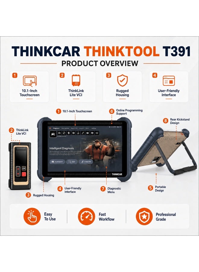THINKCAR T391 10.1-Inch OE-Level Full Function Diagnostic Tool With Online Programming, TCOS, 128GB Storage And 41 Maintenance Functions - Image 3