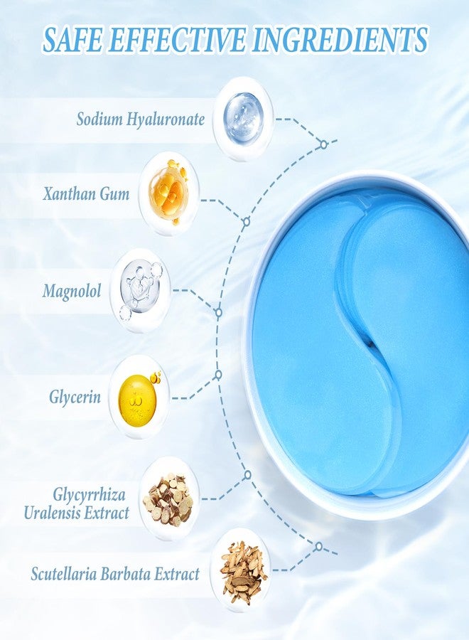 PITHER Under Eye Patches for Dark Circles, Eye Masks for Puffy Eyes Wrinkles Under Eye Bags Firmness 30 Pairs Skin Treatment Pads with Hyaluronic Acid and Collagen Women Men (Blue) - Image 2