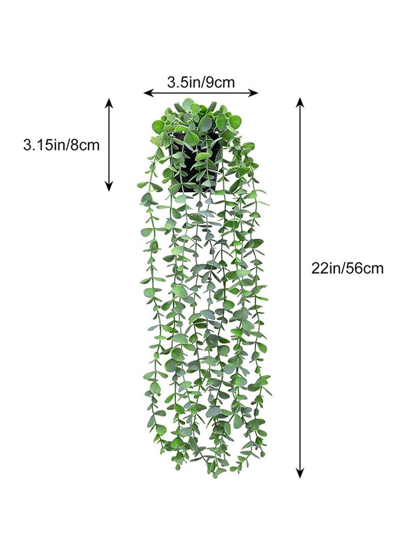Arabest 56cm Potted Artificial Hanging Eucalyptus Plant Light Green Sprayed White with Realistic False Leaves for Home and Office Indoor and Outdoor Gardens Bookshelf - Image 2