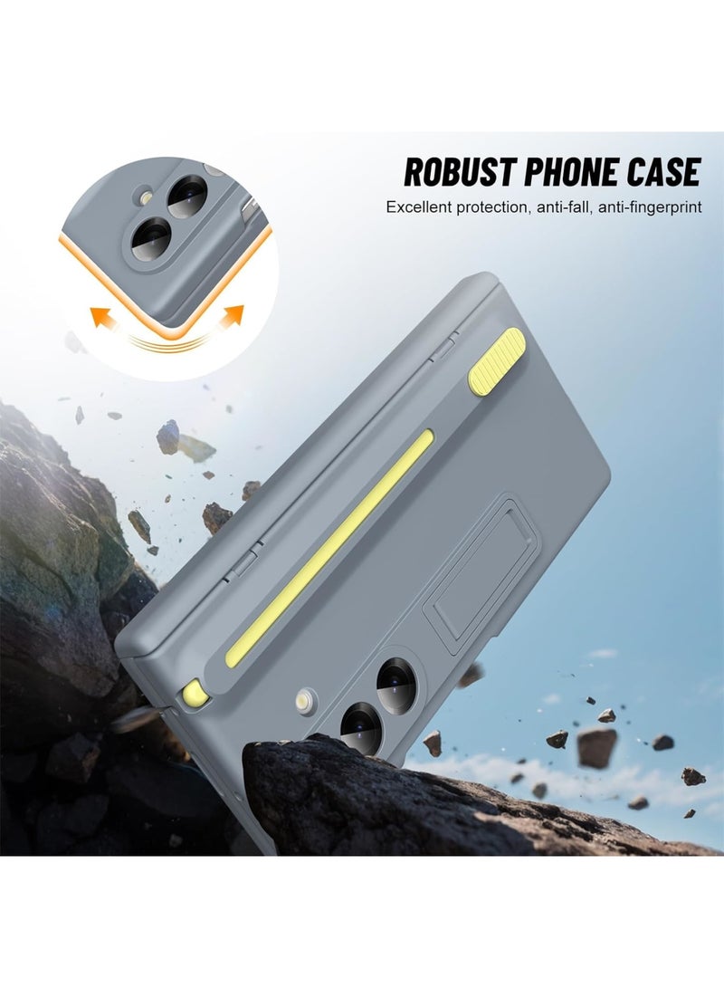 SYOSI Phone Case Compatible with Samsung Galaxy Z Fold 7 with Built-in Screen Protector and S Pen Holder, Full-Body Shockproof Protective Cases with Kickstand for Z Fold 7 5G (Gray) - Image 4