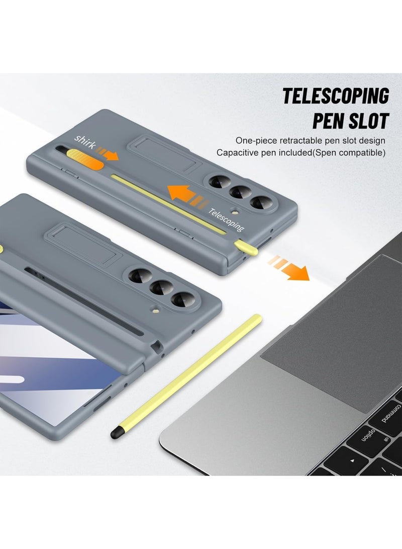 SYOSI Phone Case Compatible with Samsung Galaxy Z Fold 7 with Built-in Screen Protector and S Pen Holder, Full-Body Shockproof Protective Cases with Kickstand for Z Fold 7 5G (Gray) - Image 2