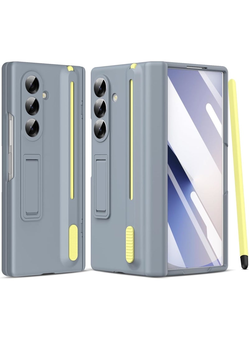 SYOSI Phone Case Compatible with Samsung Galaxy Z Fold 7 with Built-in Screen Protector and S Pen Holder, Full-Body Shockproof Protective Cases with Kickstand for Z Fold 7 5G (Gray) - Image 1