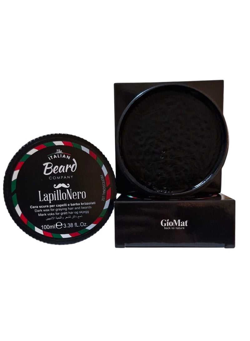 GioMat Italian Beard Dark Wax for Graying Hair and Beard - 100g - LAPILLONERO - Image 1