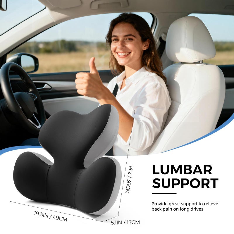 BEBAS Lumbar Support Pillow for Car, Ergonomic Memory Foam Back Cushion for Driving, Lower Back Support for Pain Relief, Lumbar Cushion for Car Seats, Office Chairs, Wheelchairs - Blackgray - Image 2