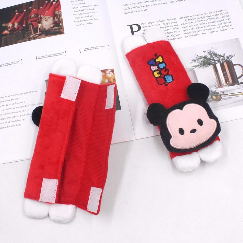 Finex 2 Pcs Set Mickey Minnie Plush Car Seat Belt Strap Covers Shoulder Cushion Pad - Image 2