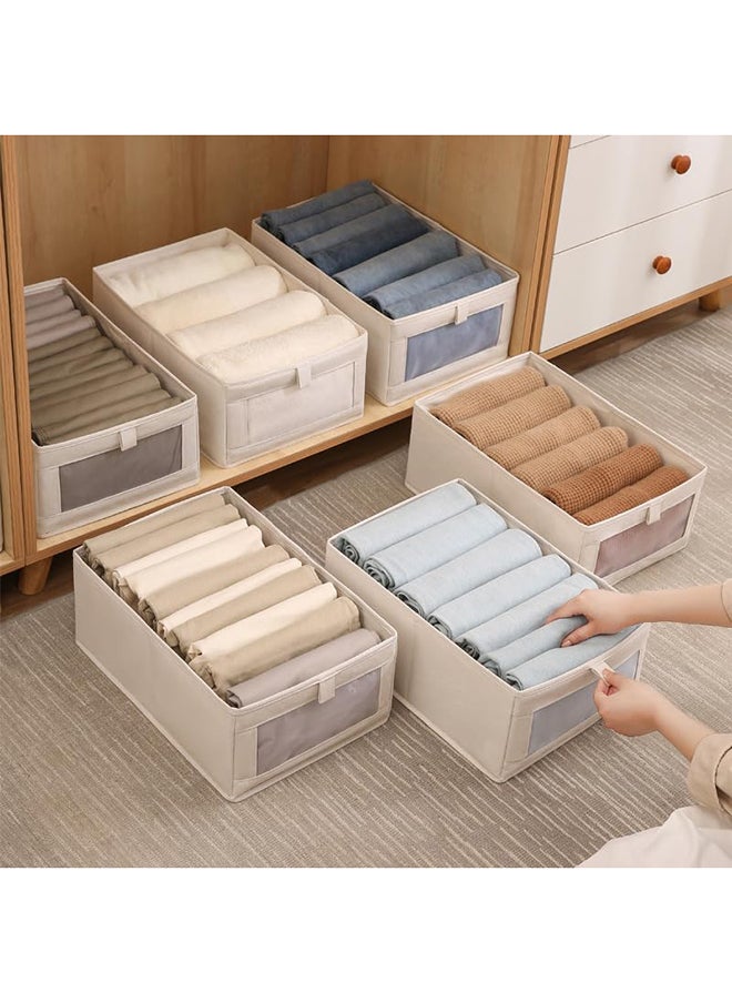 SKY-TOUCH 3Pcs Linen Storage Bins : Closet Organizers and Storage with Clear Window Foldable Large Storage Closet Baskets for Organizing Clothing Toys Books Shelves