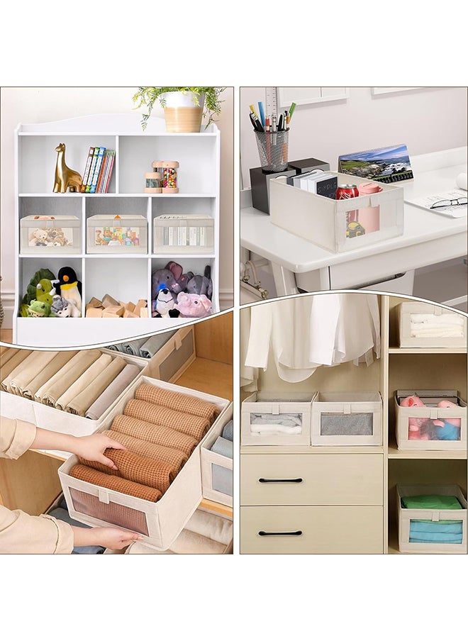 SKY-TOUCH SKY-TOUCH 3Pcs Linen Storage Bins : Closet Organizers and Storage with Clear Window Foldable Large Storage Closet Baskets for Organizing Clothing Toys Books Shelves  - Image 3