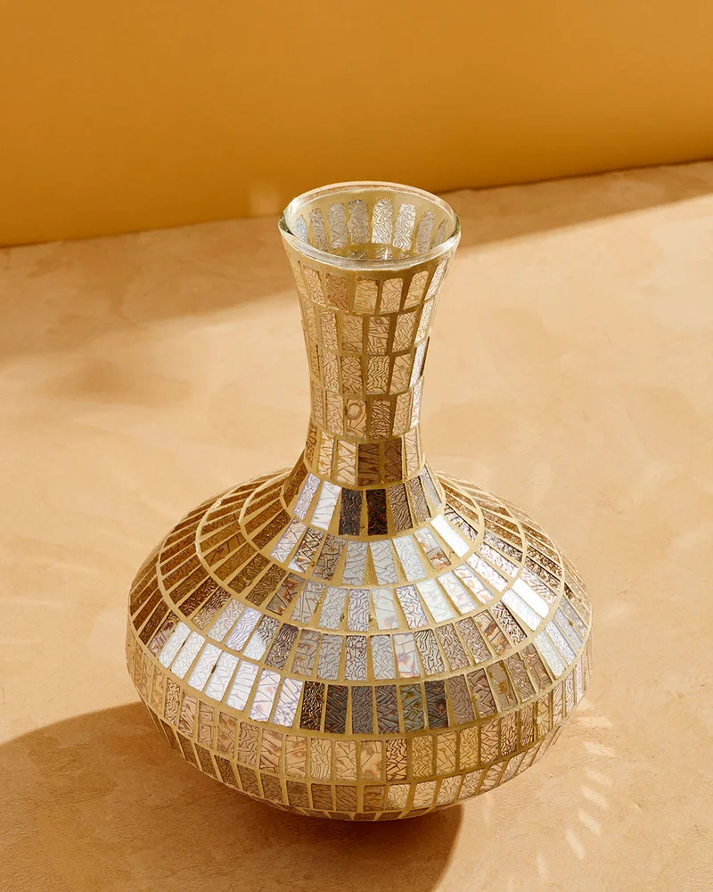 REDTAG Gold Mosaic Glass Vase S 25H x 20D Cm