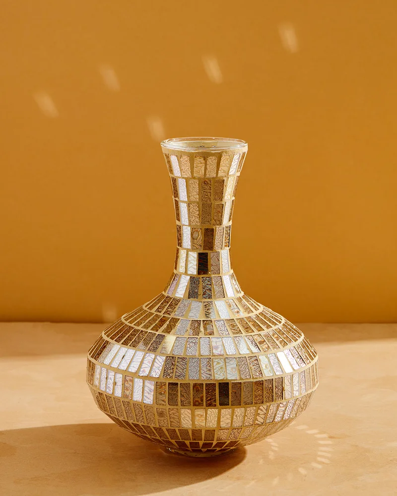 REDTAG Gold Mosaic Glass Vase S 25H x 20D Cm